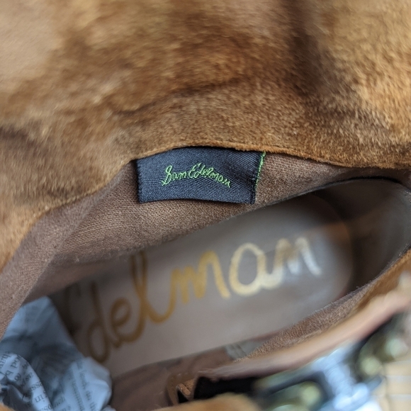 Sam Edelman "Louie" side zip Suede Fringe Ankle Booties Chestnut Size 7M.  208pm - Picture 9 of 10